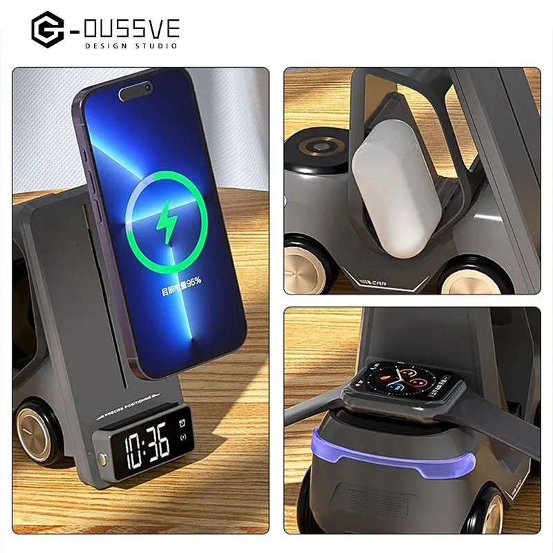 G-OUSSVE｜Wireless Fast Charging Creative Car Shape Design Multifunctional Alarm Clock Cool Atmosphere Lamp