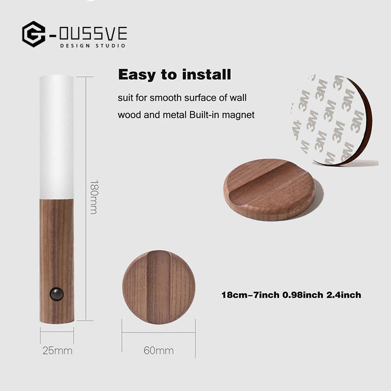 G-OUSSVE｜Magnetic Led Night Lamp Rechargeable Portable Motion Sensor Night Light No Plug USB Charge Wall Lamp for Hallway Bedroom Wardrobe Table Stairwell Cabinet Kitchen