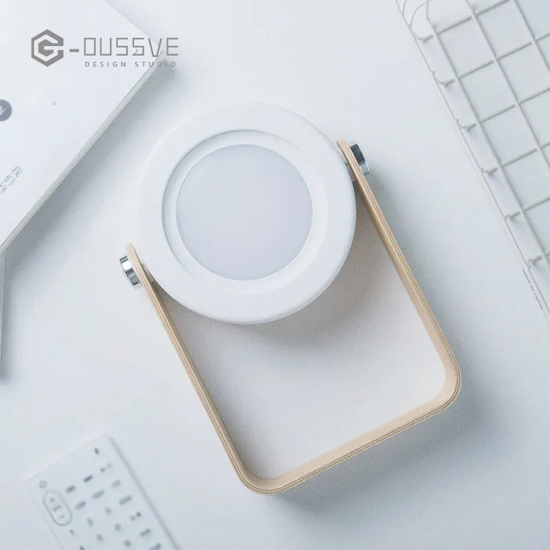 G-OUSSVE｜4-in-1 Foldable Table Lamp USB Retractable LED Light Wooden Handle Portable Lantern Light and Flashlight Touch Control Dimmable 3 Level Brightness Night Light for Reading, Outdoor Camping 
