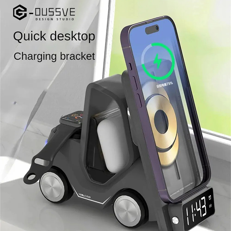 G-OUSSVE｜Wireless Fast Charging Creative Car Shape Design Multifunctional Alarm Clock Cool Atmosphere Lamp