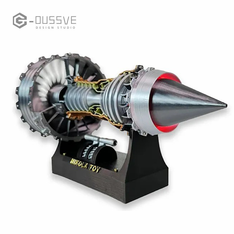 G-OUSSVE / Jet Turbofan Engine Model: Infinite Speed Adjustment + Tail Flame Lighting Effects, Creative Desktop Ornament, An Ideal Gift
