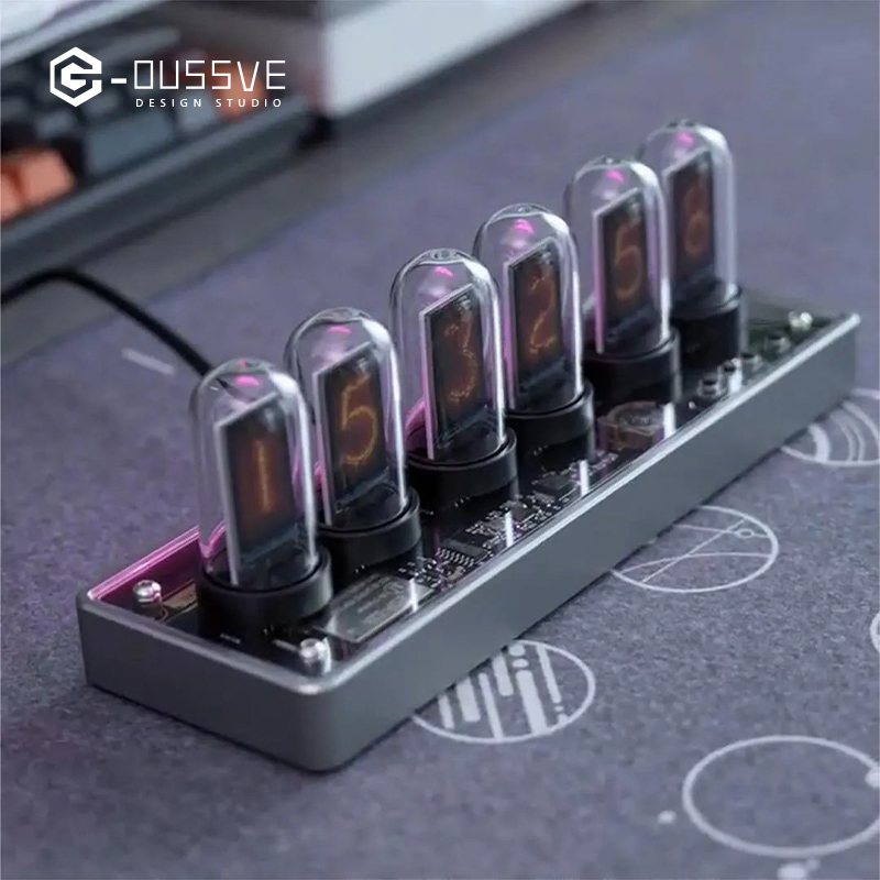 G-OUSSVE｜ISP Color Screen Desktop Clock, Huiguang Tube Desktop Alarm Clock, Desktop Creative Decoration