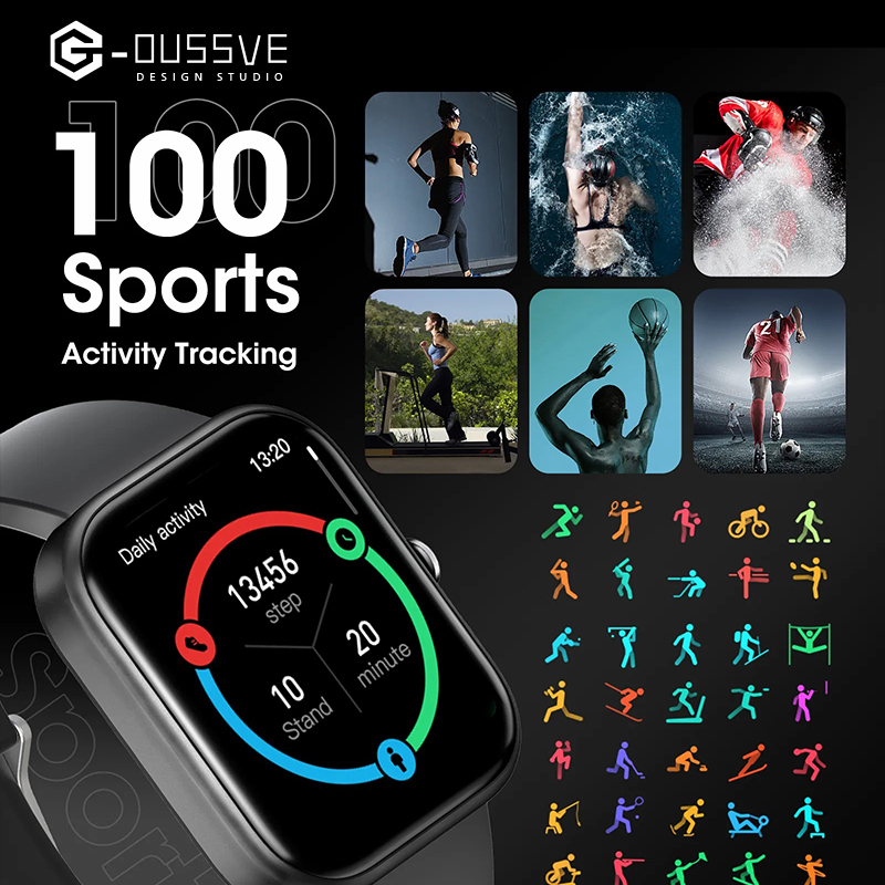 G-OUSSVE｜Smart Watch Sports Watch for Men Women, 2" HD Touch Screen Display, 100+ Sports Modes, Activity & Fitness Trackers Sleep Monitor Bluetooth SmartWatch