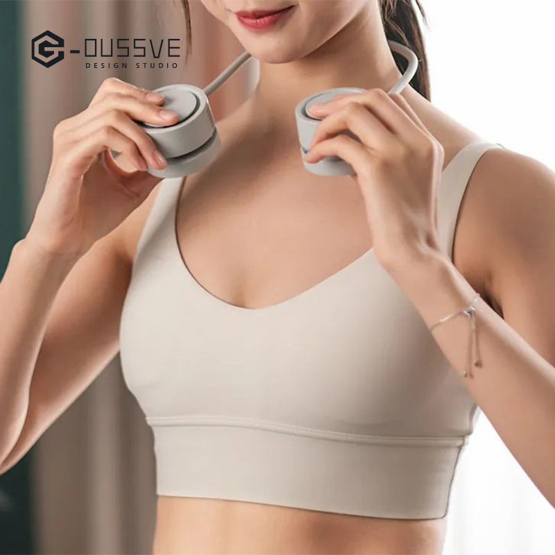 G-OUSSVE｜Foldable Neck Fan 3 Power Settings USB Rechargeable 1600mAh Battery Bladeless Fan for Outdoor Sports Travel