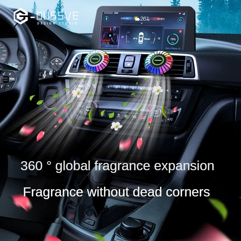 G-OUSSVE｜Car Aromatherapy Air Outlet, Car Atmosphere Light, Car Perfume 3D Pickup, RGB Voice-controlled Rhythm Light App control