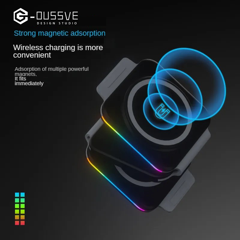 G-OUSSVE｜3 in 1 Wireless Charger for iPhone,Magnetic Foldable 3 in 1 Charging Station,Travel Charger for Multple Devices for iPhone 15/14/13/12 Series,AirPods Pro,iWatch