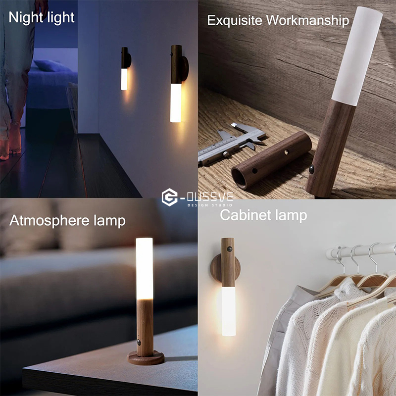 G-OUSSVE｜Magnetic Led Night Lamp Rechargeable Portable Motion Sensor Night Light No Plug USB Charge Wall Lamp for Hallway Bedroom Wardrobe Table Stairwell Cabinet Kitchen