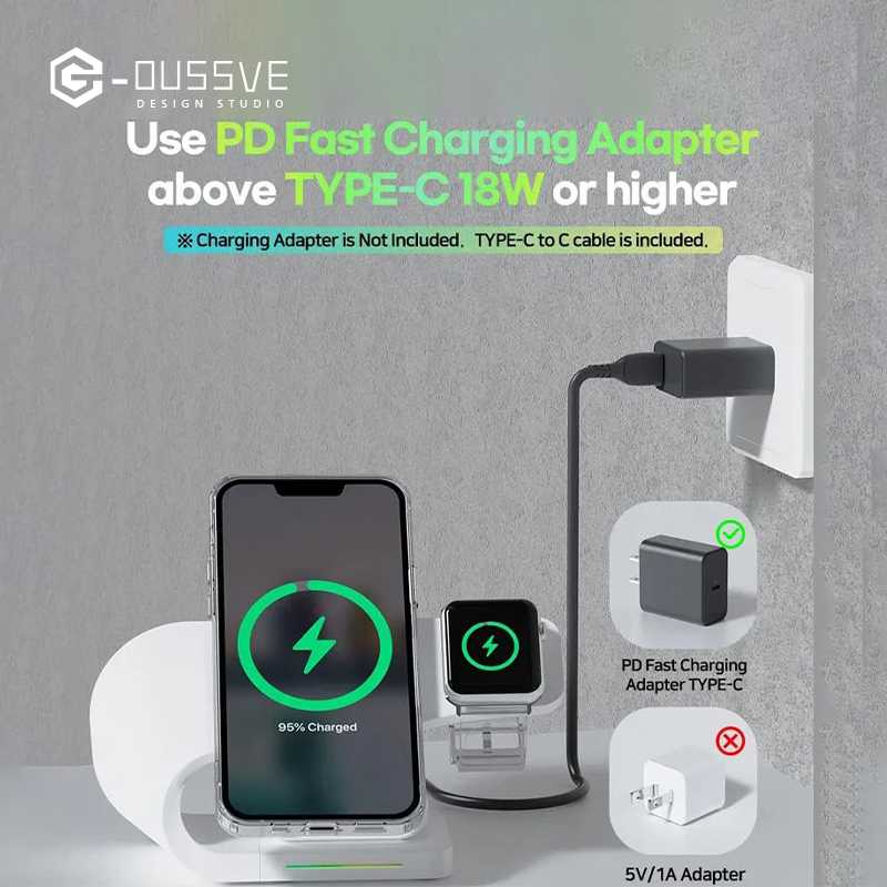 G-OUSSVE｜Magnetic Wireless Charger Three -in -one Fast Filling Apple Mobile Phone/Headset/Iwatch