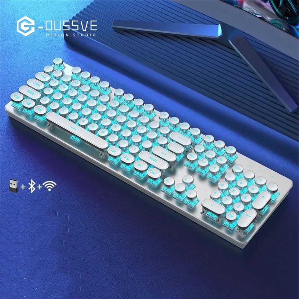 G-OUSSVE｜X60 Steam Transparent Punk Vintage Mechanical Keyboard and Mouse Set Game Office Titanium Alloy Keyboard with Knob