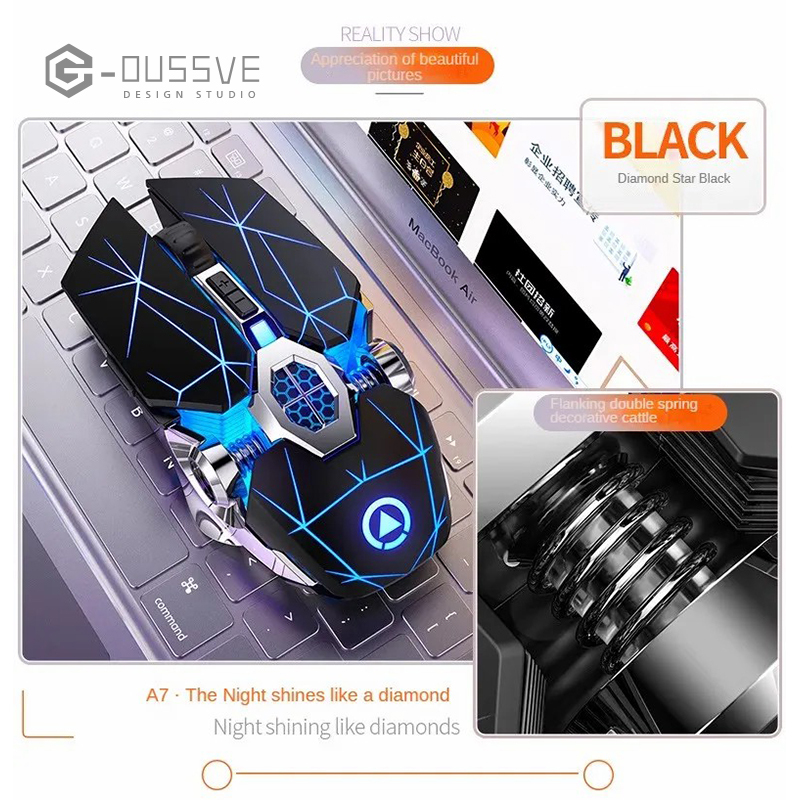 G-OUSSVE｜Wireless Mouse Charging Silent for Mechanical Revolution Queungshi/Aurora Pro/Unbounded 16 12th Gen Core I7 Gaming Laptop Silent Student Dormitory E-sports CF Chicken LOL