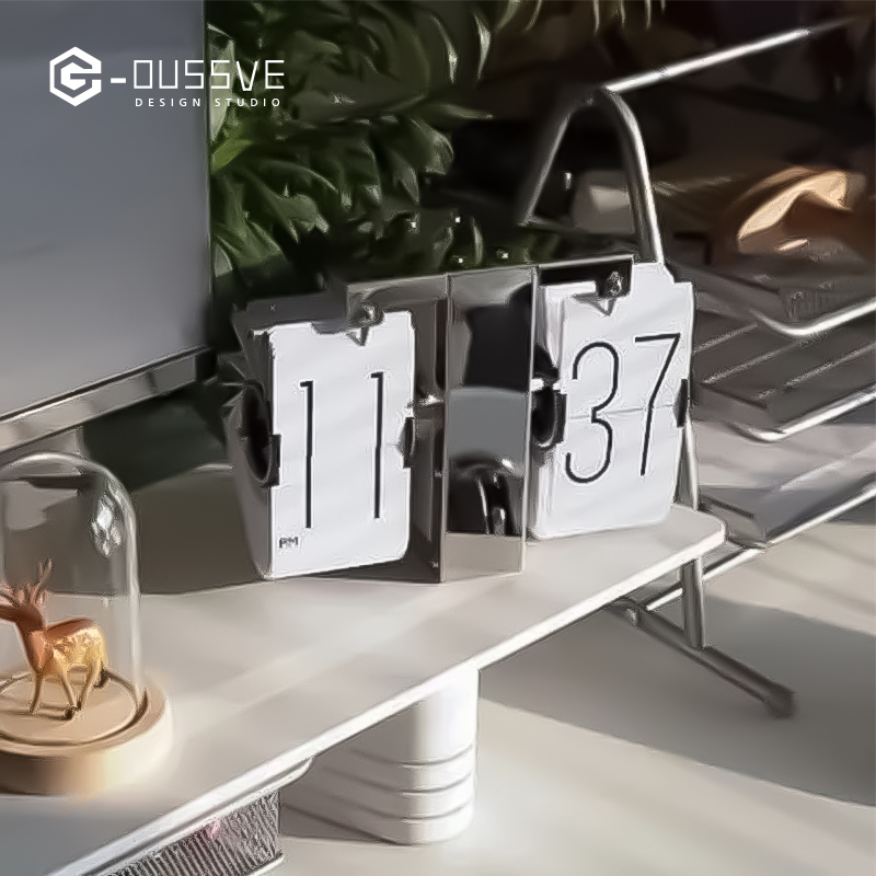 G-OUSSVE｜Mechanical page turning clock No pedestal design Creative automatic page turning clock Retro simple furniture