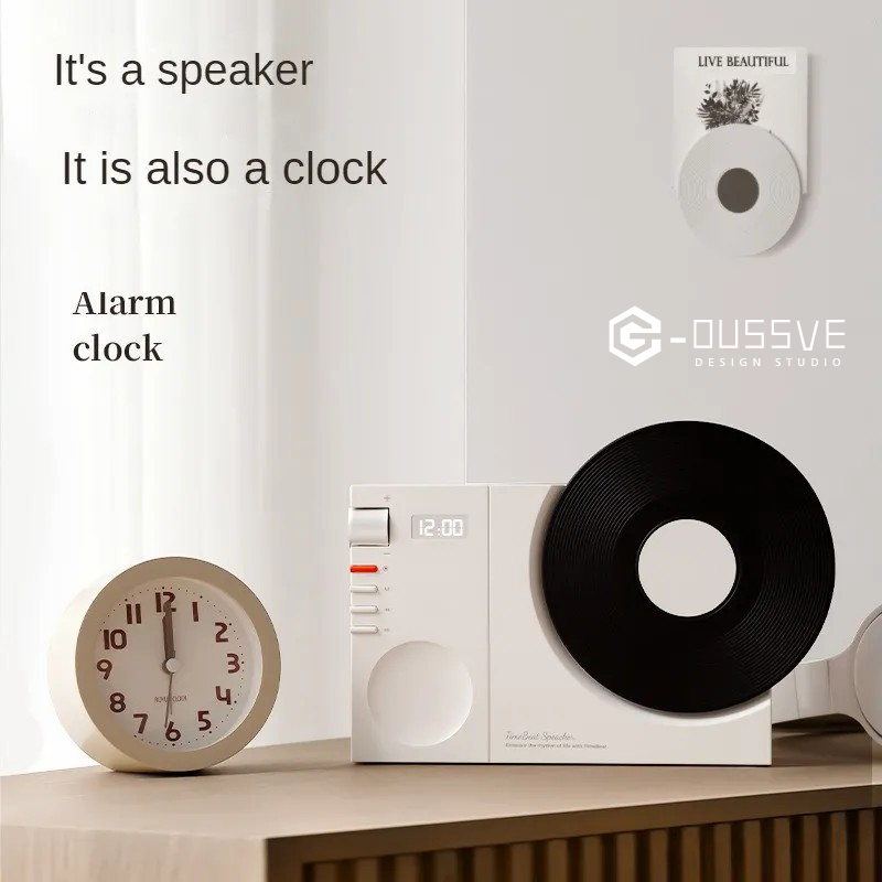 G-OUSSVE｜Time Bluetooth Speaker Desktop Retro Clock Speaker Subwoofer Film Rotatable Birthday Gift