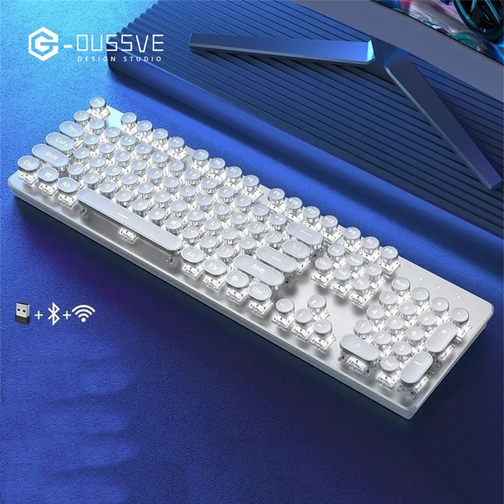 G-OUSSVE｜X60 Steam Transparent Punk Vintage Mechanical Keyboard and Mouse Set Game Office Titanium Alloy Keyboard with Knob