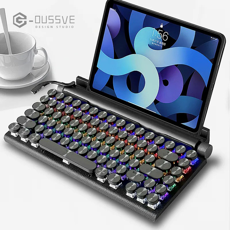G-OUSSVE｜Mechanical Keyboard Retro Typewriter Steampunk Wireless Bluetooth Dual-mode Mechanical Keyboard Computer Tablet IPad Mobile Phone Green Shaft