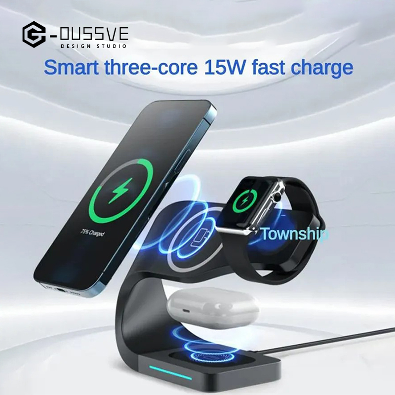 G-OUSSVE｜Magnetic Wireless Charger Three -in -one Fast Filling Apple Mobile Phone/Headset/Iwatch