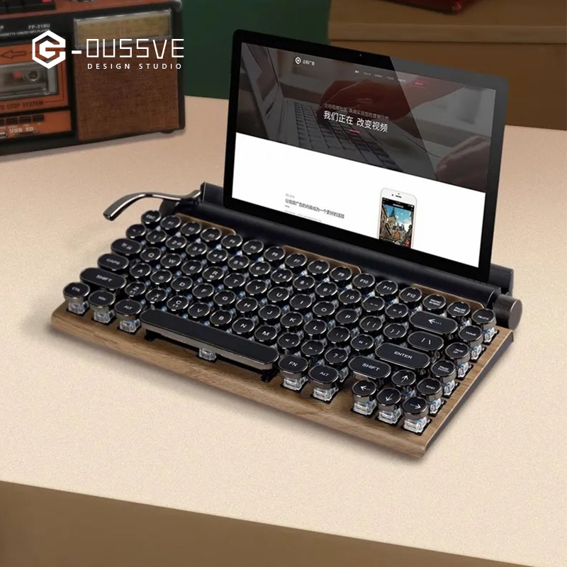 G-OUSSVE｜Mechanical Keyboard Retro Typewriter Steampunk Wireless Bluetooth Dual-mode Mechanical Keyboard Computer Tablet IPad Mobile Phone Green Shaft