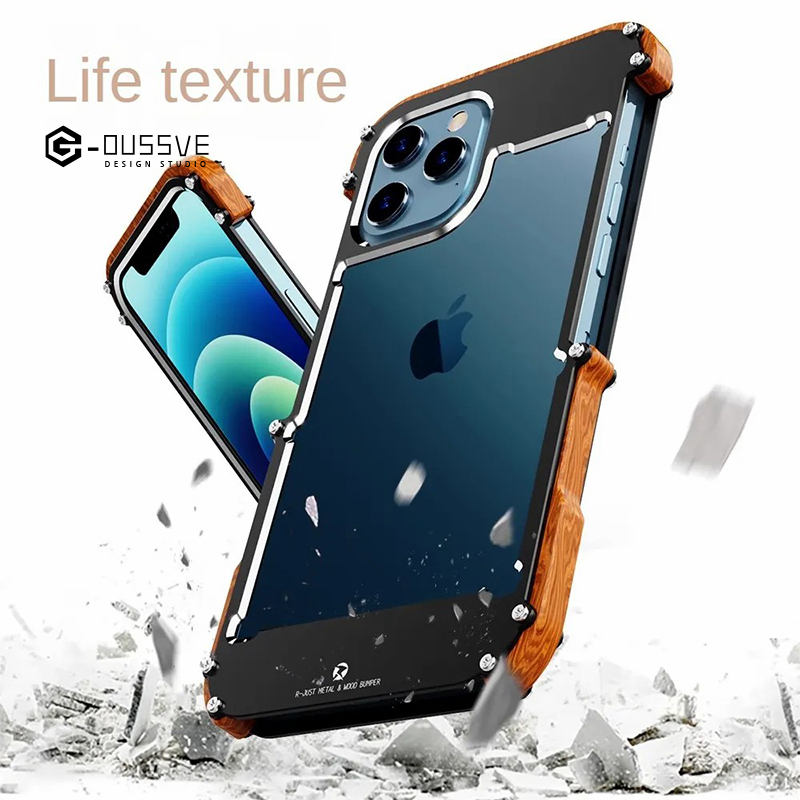 G-OUSSVE｜Protective Case with Metal Frame for Iphone14 Mobile Phone Case, Apple 15pro13promax Solid Wood Case, Plus Lens All-inclusive, Anti-fall and Heat Dissipation, 11 Advanced Sense Lens All-inclusive
