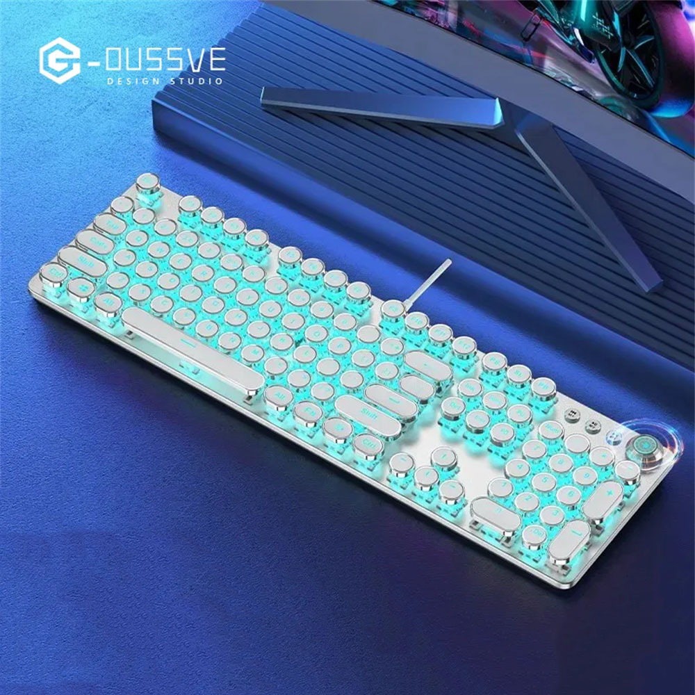 G-OUSSVE｜X60 Steam Transparent Punk Vintage Mechanical Keyboard and Mouse Set Game Office Titanium Alloy Keyboard with Knob
