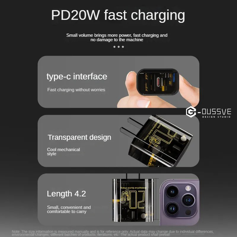 G-OUSSVE｜Punk Transparent Apple Six Piece Set Suitable for iPhone Wireless Charging Fast Adaptor Five Piece Set Accessories Gift Box