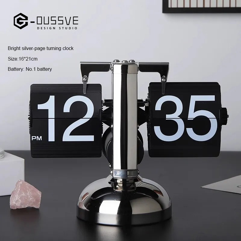 G-OUSSVE｜Automatic Page Flipping Mechanical Clock Balance Calendar European Creative Gateway Internet Celebrity Desktop Decoration
