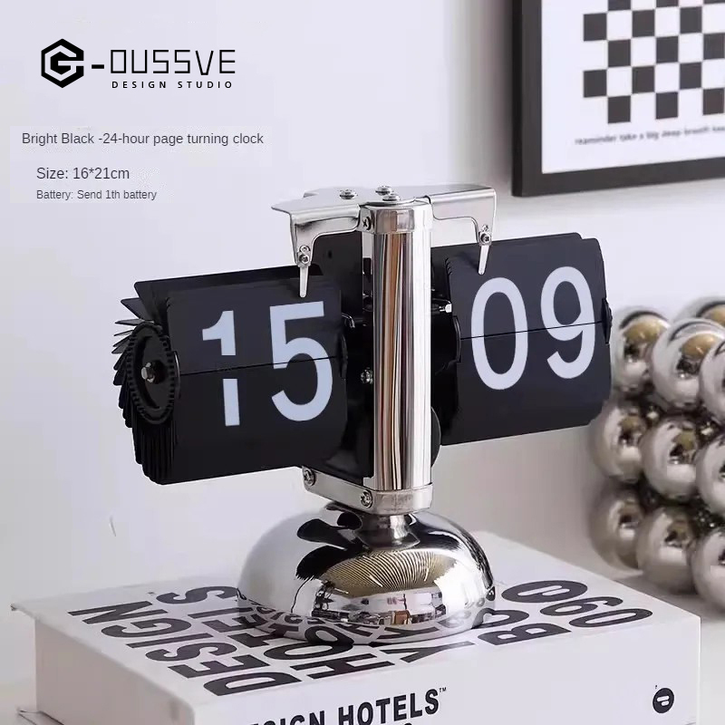 G-OUSSVE｜Automatic Page Flipping Mechanical Clock Balance Calendar European Creative Gateway Internet Celebrity Desktop Decoration