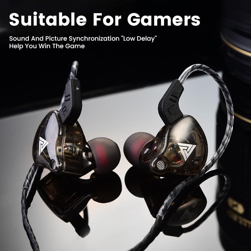 G-OUSSVE | Portable Wired In-Ear Earphones with 8D HiFi Bass, Noise-Canceling Mic, Sweatproof for Gaming, PS/XBOX, Running & Gym, 3D Stereo Sound, Subwoofer Audio, In-Ear Monitor, High-Fidelity Wired Headphones