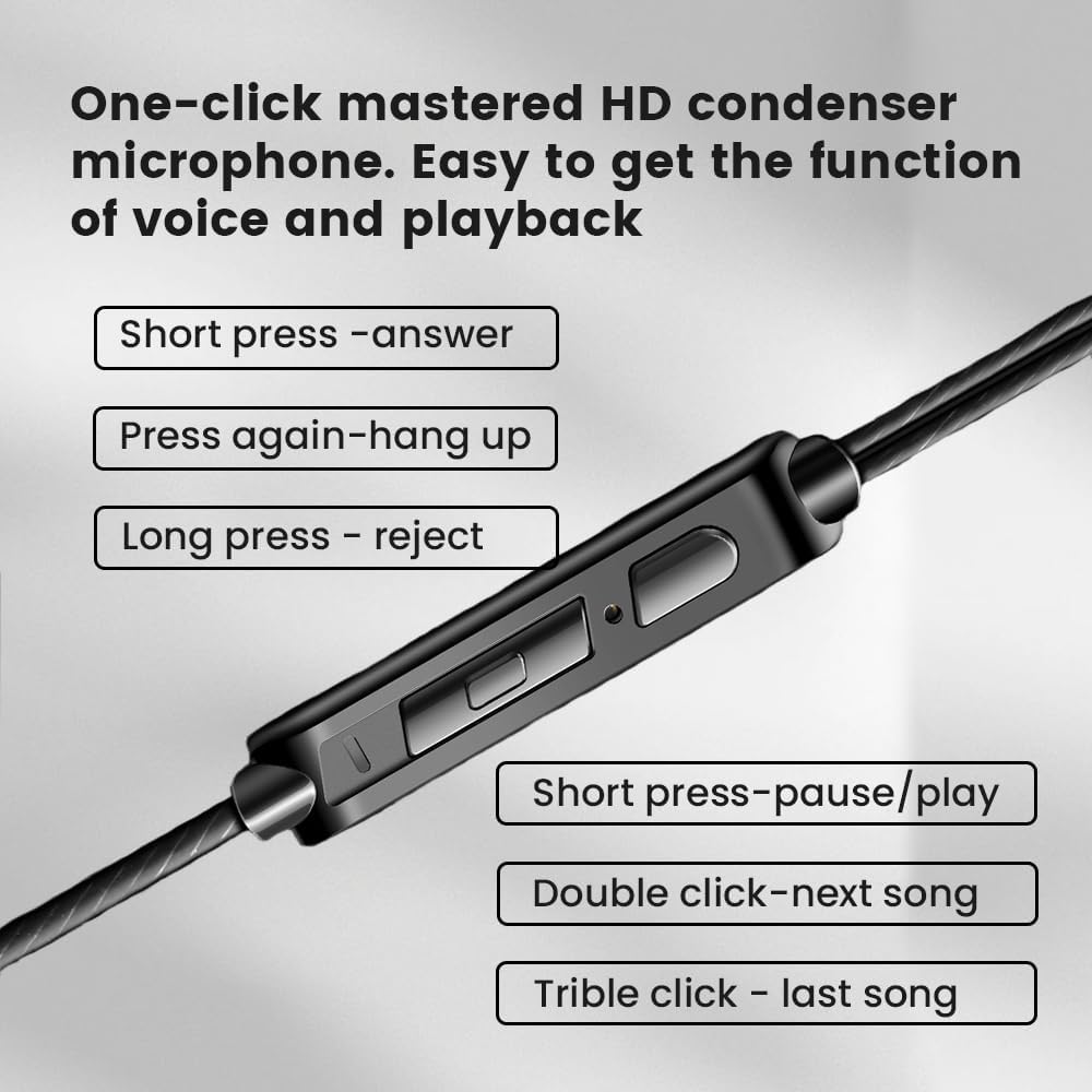 G-OUSSVE | Portable Wired In-Ear Earphones with 8D HiFi Bass, Noise-Canceling Mic, Sweatproof for Gaming, PS/XBOX, Running & Gym, 3D Stereo Sound, Subwoofer Audio, In-Ear Monitor, High-Fidelity Wired Headphones