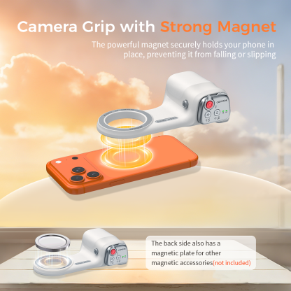 G-OUSSVE | Magnetic Handheld Grip Phone Stand Camera Assistant with LED Fill Light, Magnetic Ring and Phone Case, Compatible with iOS 26/iOS 18/iOS 17, Ergonomic Grip, One-Tap Camera, Rechargeable Remote, Ideal for Photography Enthusiasts