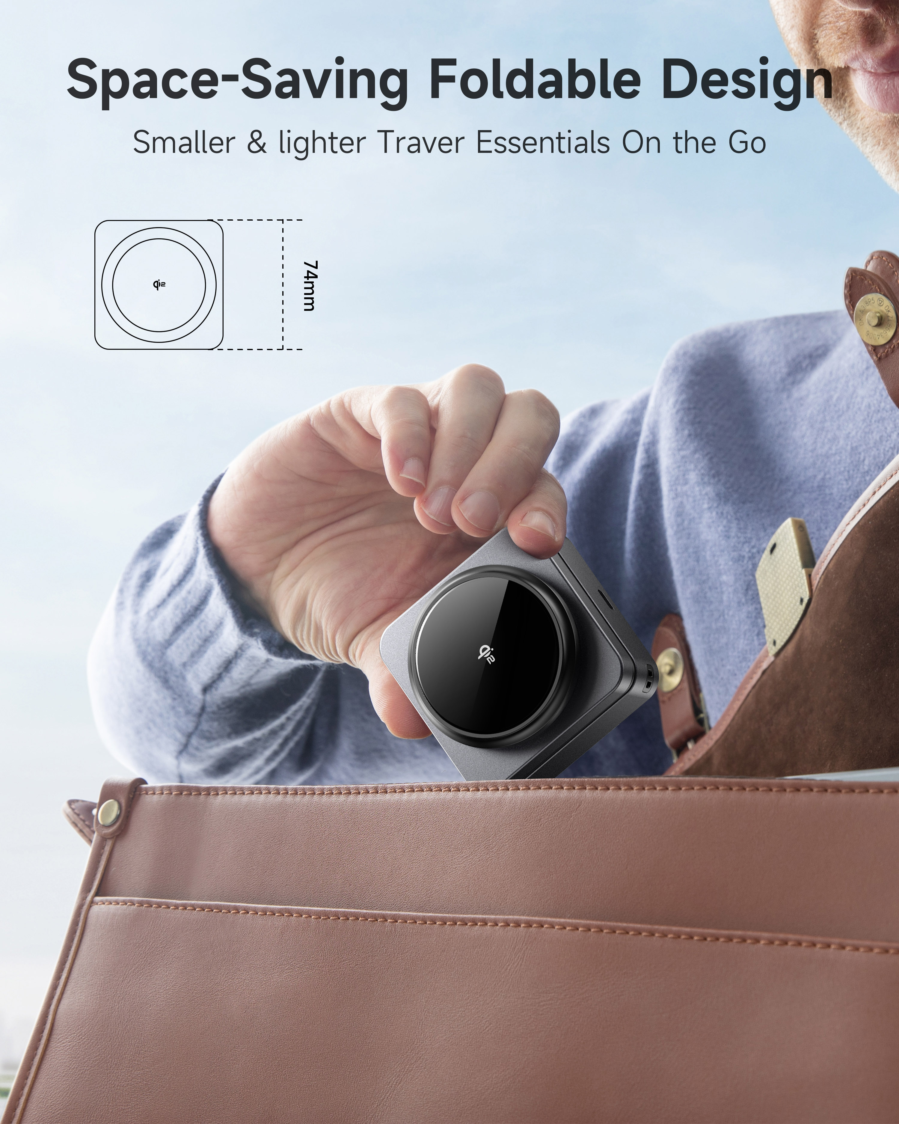 G-OUSSVE | 3-in-1 Foldable Magnetic Wireless Charging Station Qi2 Certified 15W Travel Charger Stand Dock for iPhone 17/16/15/14/13/12 Series Apple Watch AirPods