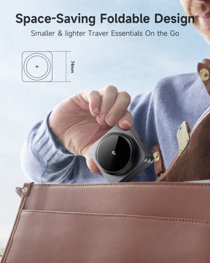 G-OUSSVE | 3-in-1 Foldable Magnetic Wireless Charging Station Qi2 Certified 15W Travel Charger Stand Dock for iPhone 17/16/15/14/13/12 Series Apple Watch AirPods