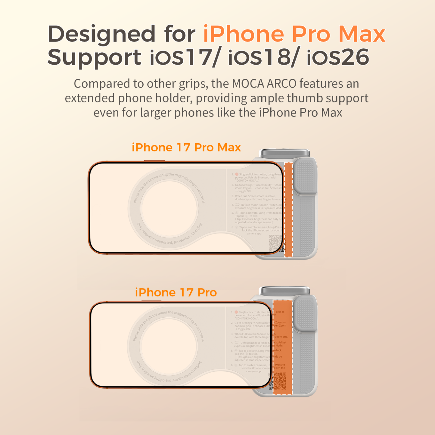 G-OUSSVE | Magnetic Handheld Grip Phone Stand Camera Assistant with LED Fill Light, Magnetic Ring and Phone Case, Compatible with iOS 26/iOS 18/iOS 17, Ergonomic Grip, One-Tap Camera, Rechargeable Remote, Ideal for Photography Enthusiasts