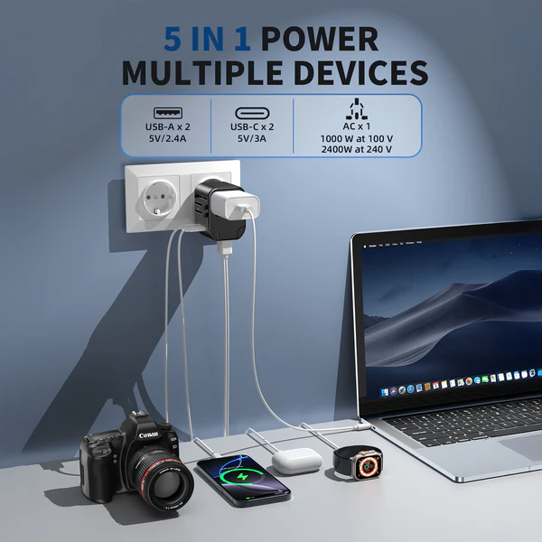 G-OUSSVE | Universal   Travel   Adapter   with   USB-C   &   USB   Ports