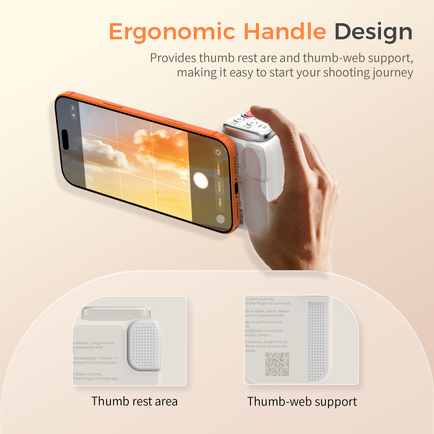 G-OUSSVE | Magnetic Handheld Grip Phone Stand Camera Assistant with LED Fill Light, Magnetic Ring and Phone Case, Compatible with iOS 26/iOS 18/iOS 17, Ergonomic Grip, One-Tap Camera, Rechargeable Remote, Ideal for Photography Enthusiasts
