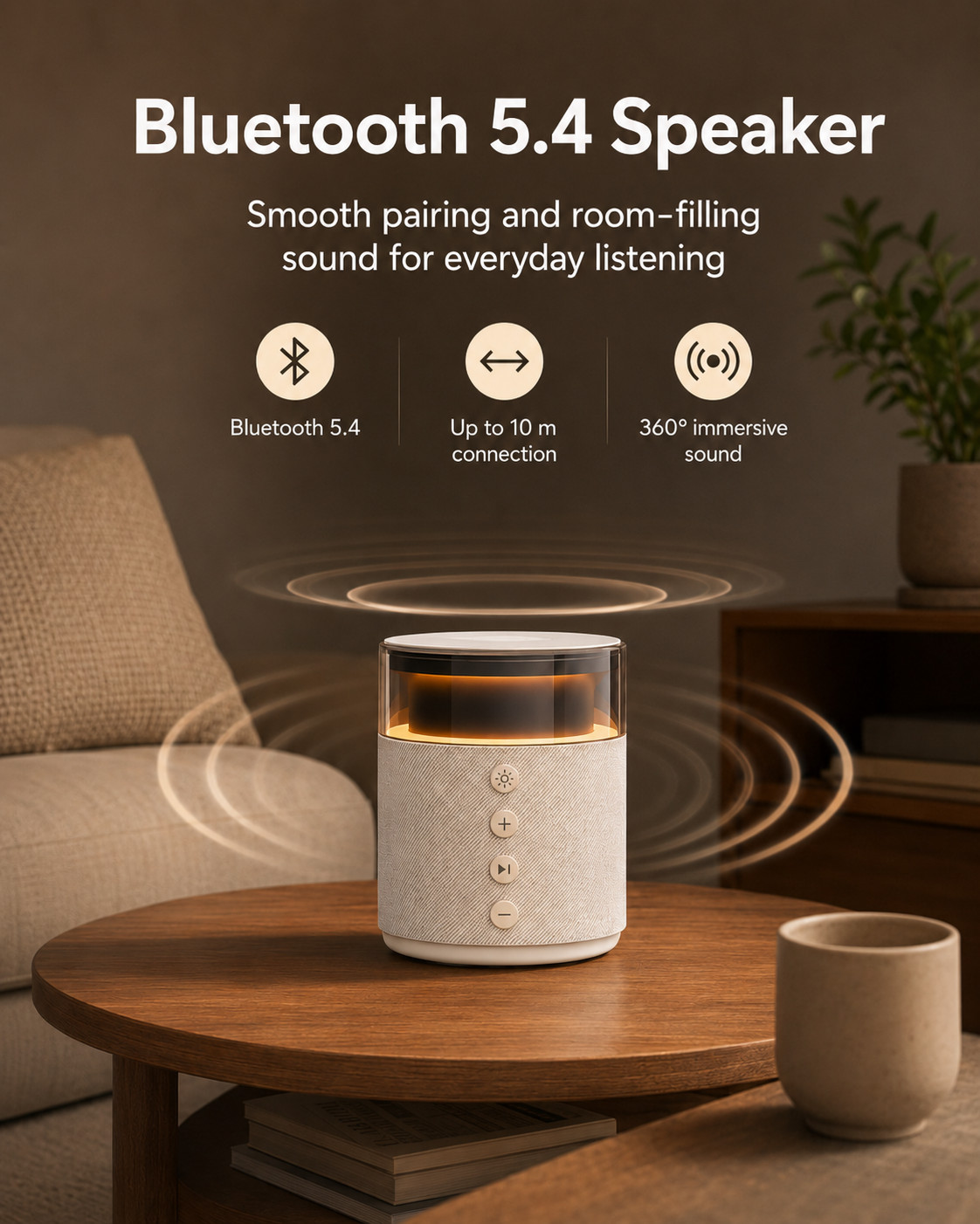 G-OUSSVE 3-in-1 Magnetic Wireless Charging Speaker, Bluetooth Speaker, 15W iPhone Charger, Warm Night Light & Device Stand