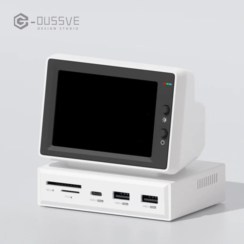 G-OUSSVE｜ Mini computer secondary screen desktop expansion dock chassis, AIDA64 monitoring small screen displaying the host temperature