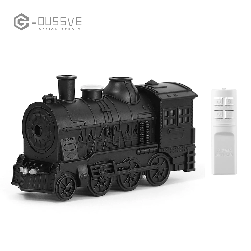 G-OUSSVE｜300ML Mini Retro Train Aroma Diffuser with Remote Control  & 2 Spray & Night Light Modes, Portable Aromatherapy Diffuser for Bedroom, Living Room,Office, Home Decor