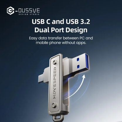 G-OUSSVE |  USB Flash Drive,Wild Series,1000MB/s USB 3.2 Gen2 + Type-C Dual Interface, Push-Pull Design with Lanyard,Compatible with iPhone, MacBook, Android