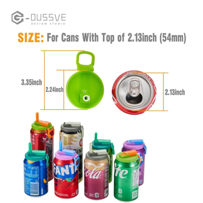 G-OUSSVE | Soda Can Lids with Straw, Silicone Straws Soda ​ Can Covers, Straw Soda Can Lid, BPA-Free, Reusable for can covers for soda, Beverage, Juice,Seltzer