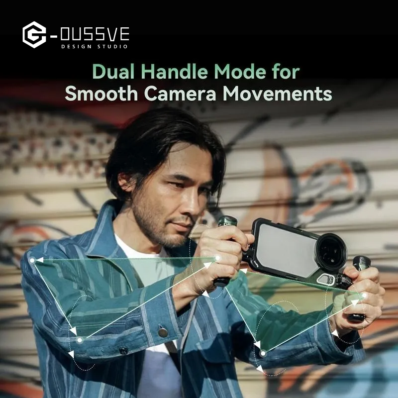 G-OUSSVE｜Brandon Li Mobile Video Kit for iPhone15 Pro Max Co-Design Edition with Wireless Quick Release Dual Handles VND Phone Filter and Filter Adapter for Video Content Creator-  4407,Phone Cage for iPhone 15 Pro