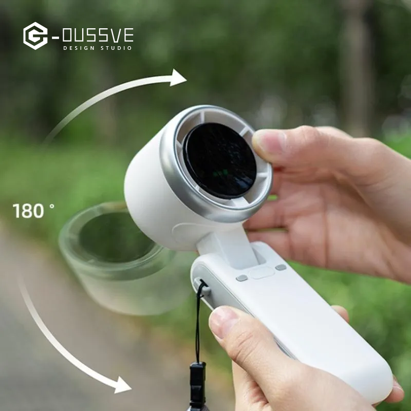 G-OUSSVE｜Global Pick USB-C Charging Portable Handheld High Speed Fan, Versatile 5-speed Airflow Wind Speed Fan, Foldable & Hanging Neck Fan Suitable for Family, Travel, and School, Boyfriend Gift, Best Friend Gifts, Camping Essentials