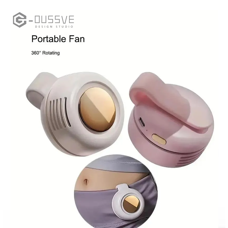 G-OUSSVE|Portable Silent Mini Bladeless Electric Fan, Adjustable 3-Speed Suspended Collar & Waist Fans, Rechargeable Rotating Body Fan, Suitable For Outdoor & Travel & Office