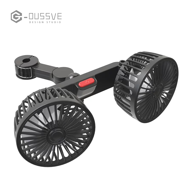 G-OUSSVE | Mother's Day Gift, Adjustable Car Backseat Fan, 1 Count Summer Essential Double-head Electric Fan with Seat Clip, Strong Wind Rear Seat Back 360 Degrees Rotation Large Air Volume Fan, Men Gifts