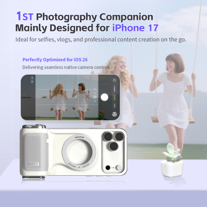 G-OUSSVE | Handheld Grip Phone Stand Camera Assistant with LED Fill Light 2-in-1, Compatible with iOS 26/iOS 18, Ergonomic Grip, One-Tap Camera, Rechargeable Remote, Ideal for Thanksgiving & Christmas Gift for Photography Enthusiasts