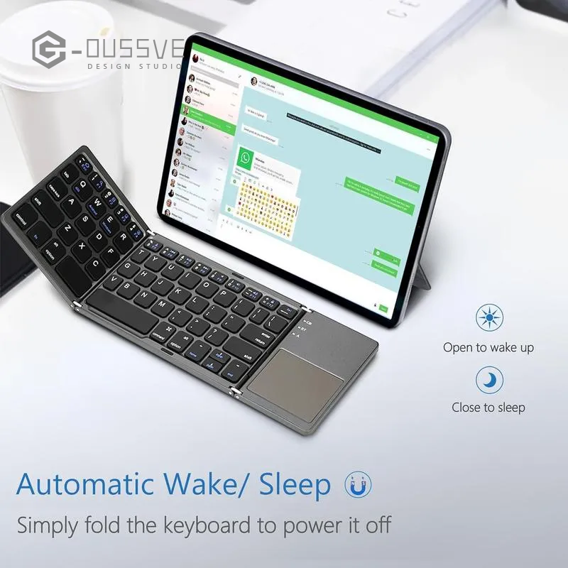 G-OUSSVE｜Ultra-thin Wireless Mini Bluetooth-compatible Keyboard, Foldable & Simple Design Tablet Keyboard for Household & Office