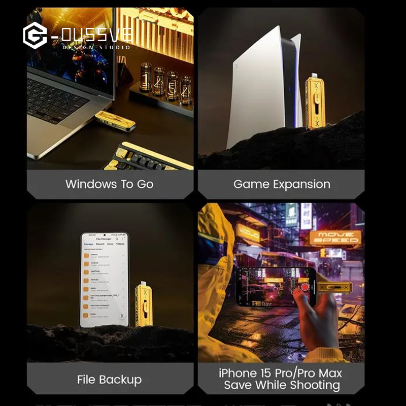 G-OUSSVE |  USB Flash Drive,Wild Series,1000MB/s USB 3.2 Gen2 + Type-C Dual Interface, Push-Pull Design with Lanyard,Compatible with iPhone, MacBook, Android