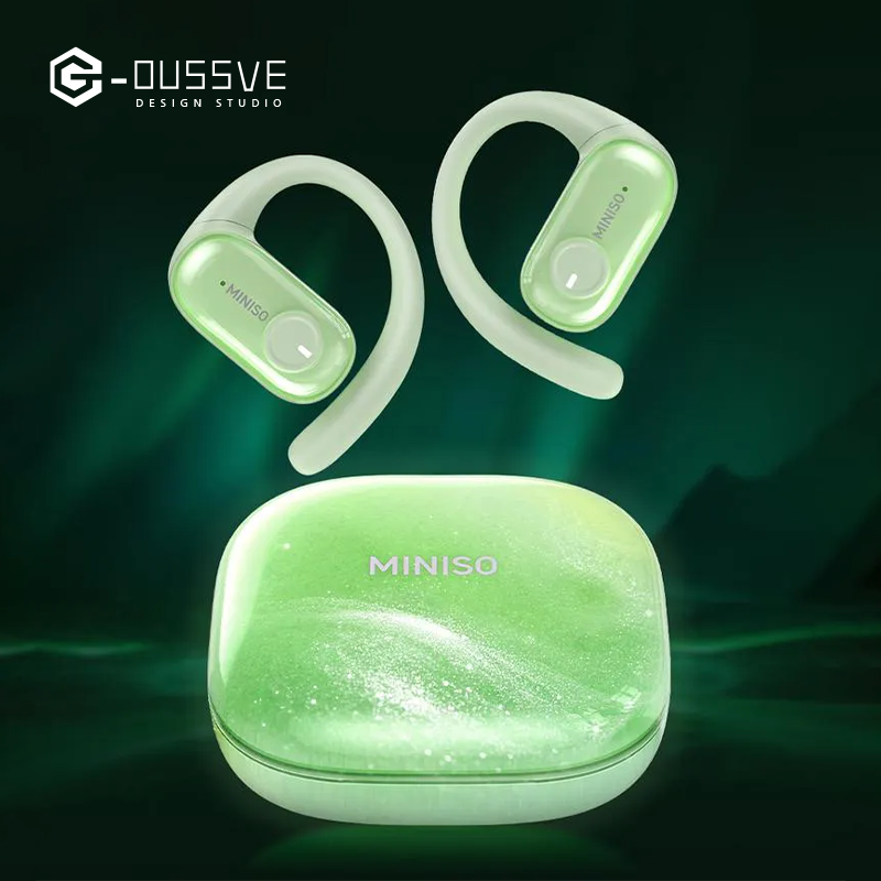 G-OUSSVE|MINISO MS185 OWS Open Ear Wireless Bluetooth Earbuds Quicksand Luminous Headphones HIFI Sound Quality Sports Headphones IPX5 Waterproof With microphone