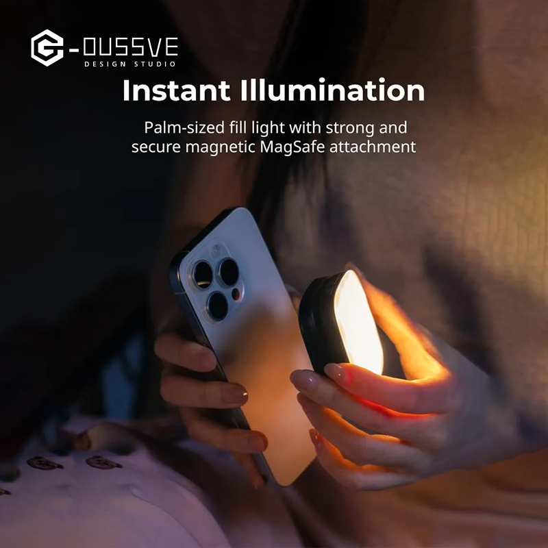 G-OUSSVE|Magnetic Selfie Light for iPhone, Phone Light with a Mirror, Instant Attachment for MagSafe, for Selfies, Video Conference, Vibe P48 Black/White 4656/4933 Convenient Vlogging kit