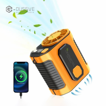 G-OUSSVE｜Portable Waist Fan, Personal Cool Clip Fan, Battery Powered Fan, Clip On Fan for Bed, Portable Rechargeable, Household Essentials, Cooling Vest for Outdoor Jobsite Camping Travel