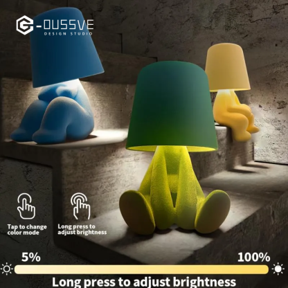 G-OUSSVE｜Cute Doll Design Table Lamp, 1 Count USB Rechargeable 3-level Dimmable Night Light, Decorative Light for Bedroom, Living Room, Office