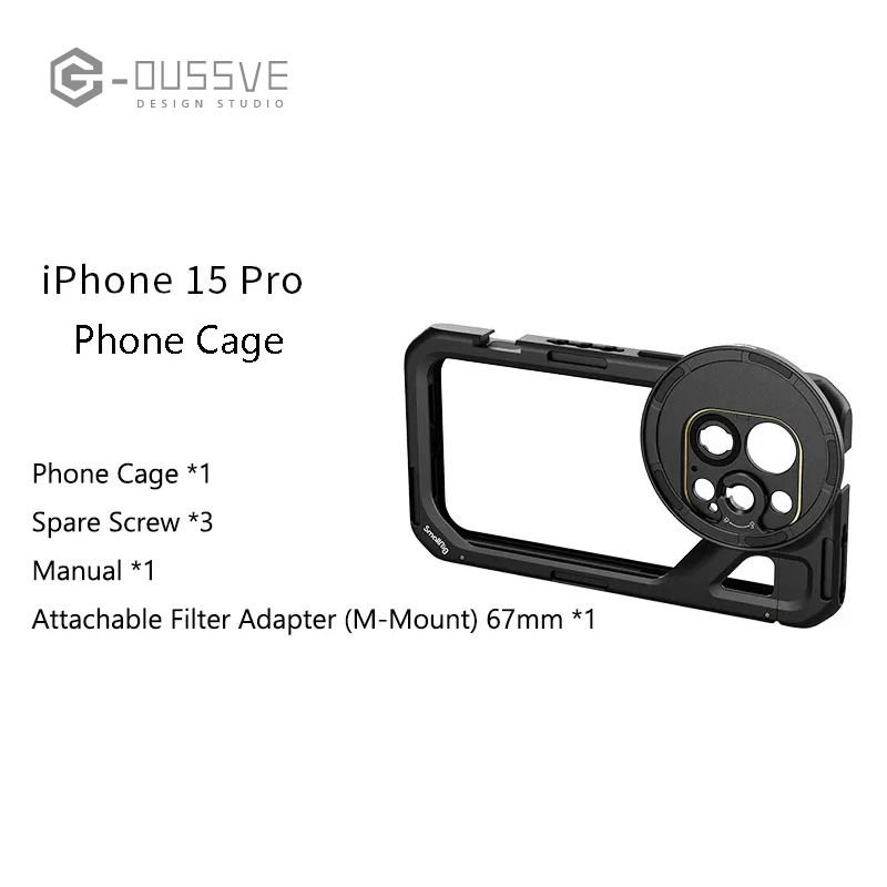 G-OUSSVE｜Brandon Li Mobile Video Kit for iPhone15 Pro Max Co-Design Edition with Wireless Quick Release Dual Handles VND Phone Filter and Filter Adapter for Video Content Creator-  4407,Phone Cage for iPhone 15 Pro